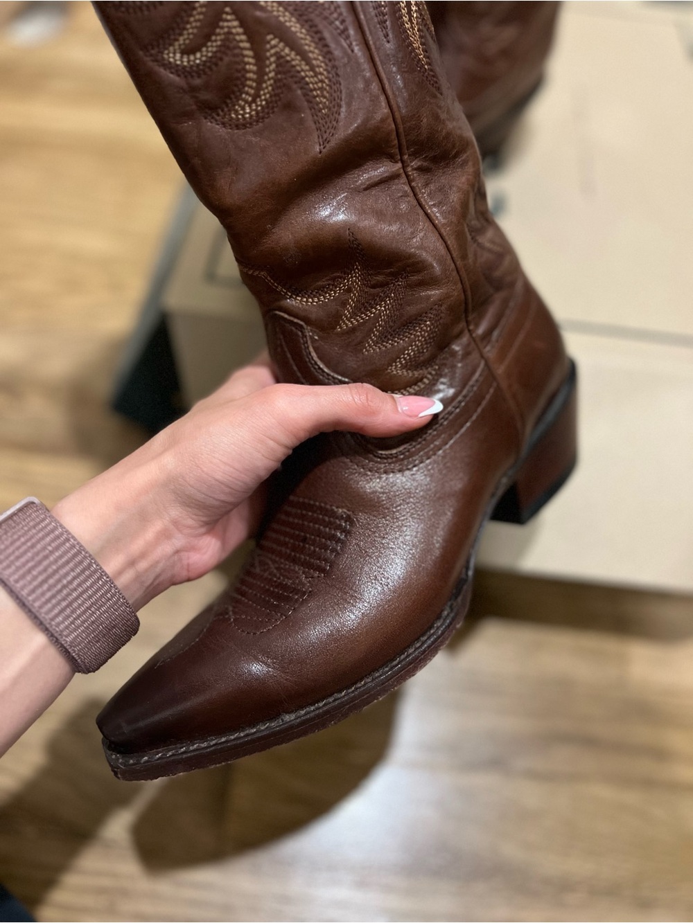 Tecovas Women’s Brown Leather Cowboy Boots - The Annie - Sequoia Cowhide Leather - Picture 3 of 15